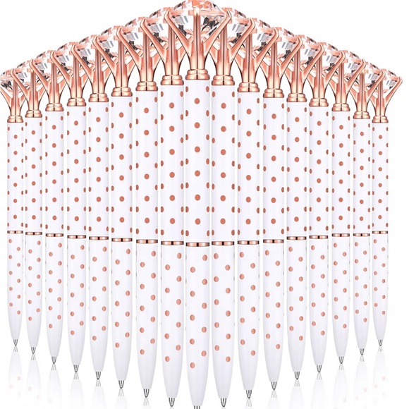 Other - 2 Ballpoint Pens with Diamond Top, White with Rose Gold Dots